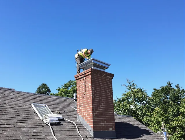 Arcadia Chimney Sweep technician measuring a chimney cap in Arcadia, CA