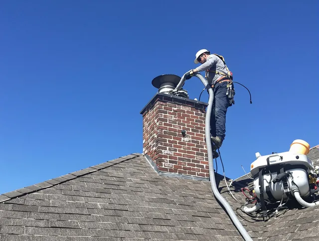 Dedicated Arcadia Chimney Sweep team member cleaning a chimney in Arcadia, CA