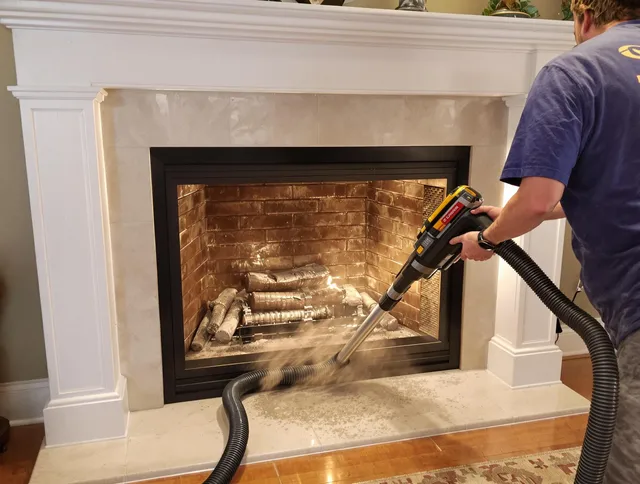 Fireplace cleaning performed by Arcadia Chimney Sweep in Arcadia, CA